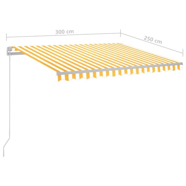 Sisäänkelattava markiisi LEDillä 300x250cm keltavalkoinen