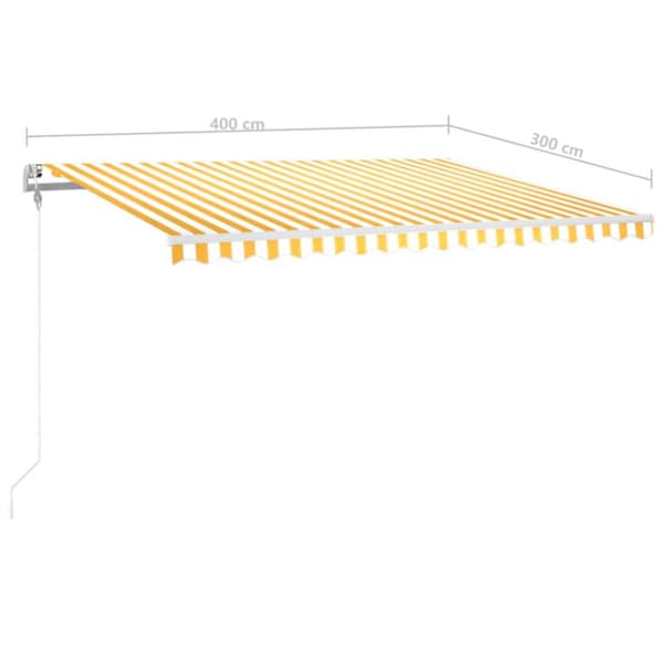 Sisäänkelattava markiisi LED/tuulisensori 400x300cm kelt./valk.
