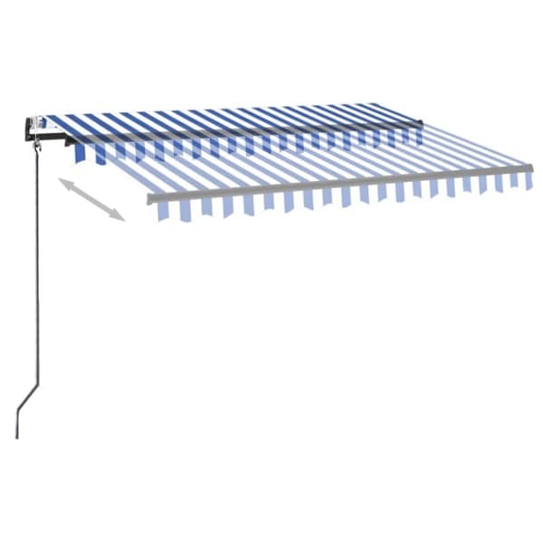 markise m. LED + vindsensor 300x250 cm automatisk blå og hvid