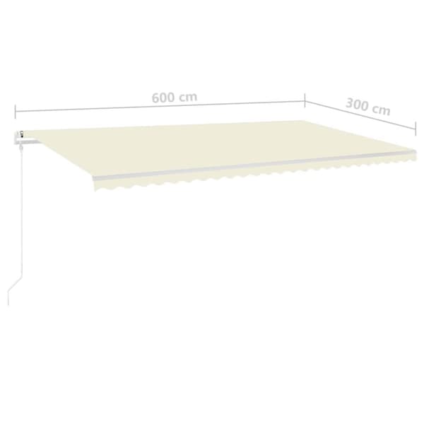 markise m. stolper 6x3 m manuel betjening cremefarvet