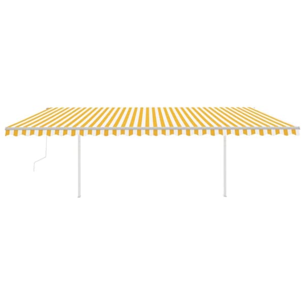 Automatisk markis med vindsensor & LED 6x3 m gul/vit
