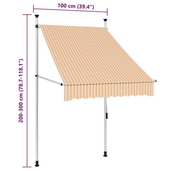 foldemarkise manuel betjening 100 cm striber orange og hvid