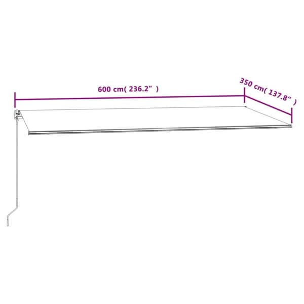 markise 600x350 cm automatisk betjening gul og hvid
