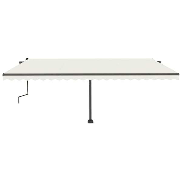 Manuaalisesti sisäänkelattava markiisi LEDillä 500x350 cm kerma