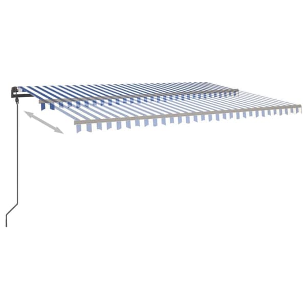Markis med LED manuellt infällbar 6x3,5 m blå och vit