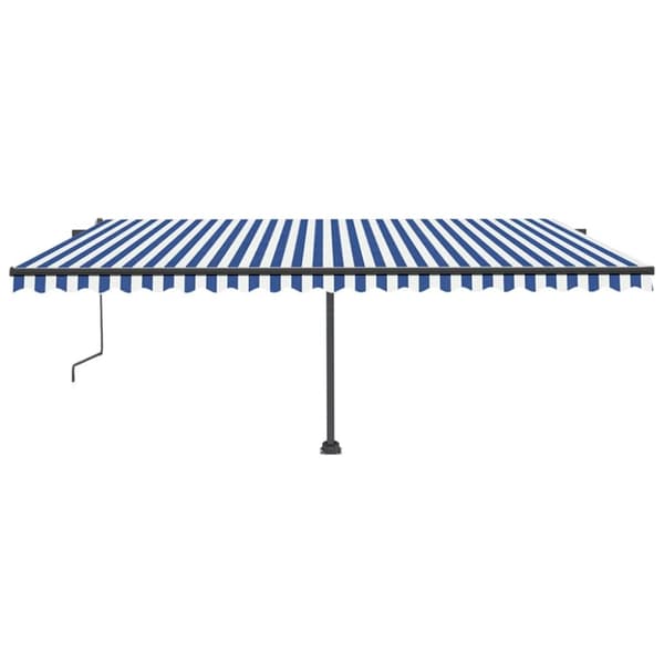 Automatisk markis med vindsensor & LED 500x350 cm blå och vit