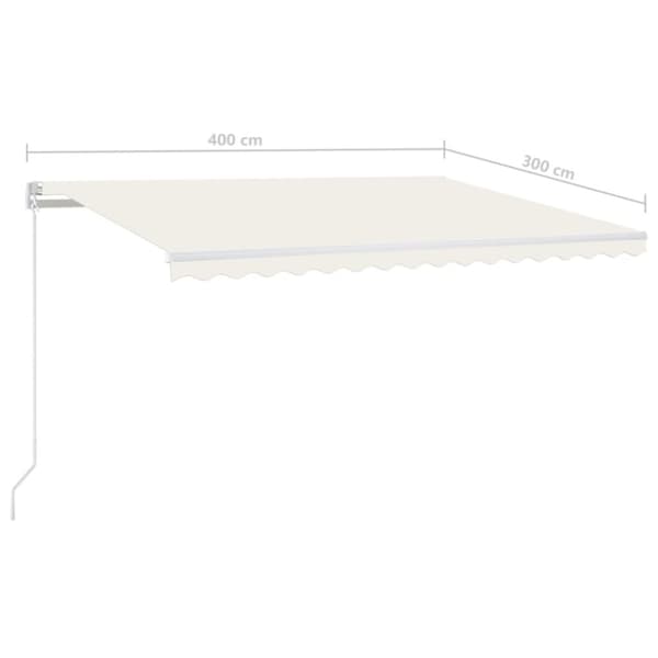 Markis manuellt infällbar med LED 400x300 cm gräddvit