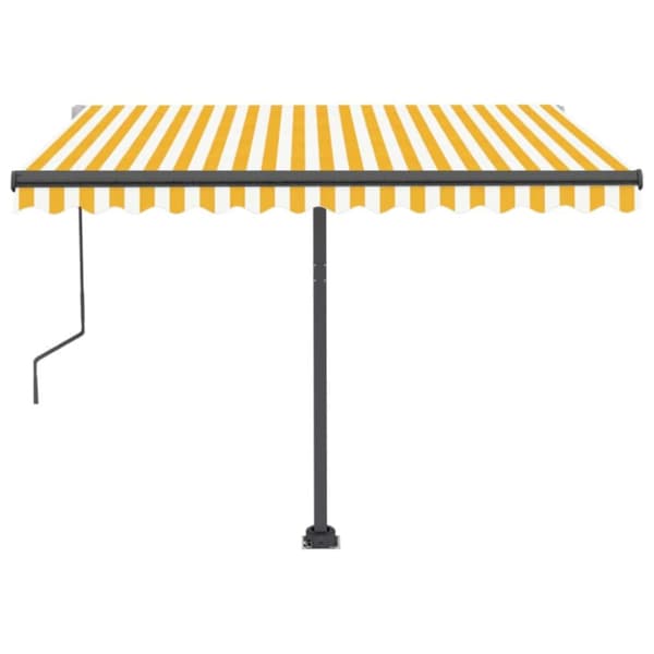 Automatisk markis med vindsensor & LED 300x250 cm gul/vit