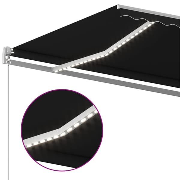 markise m. LED + vindsensor 6x3 m automatisk antracitgrå