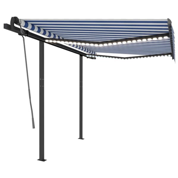 Sisäänkelattava markiisi LED/tuulisensori 3x2,5 m sinivalkoinen