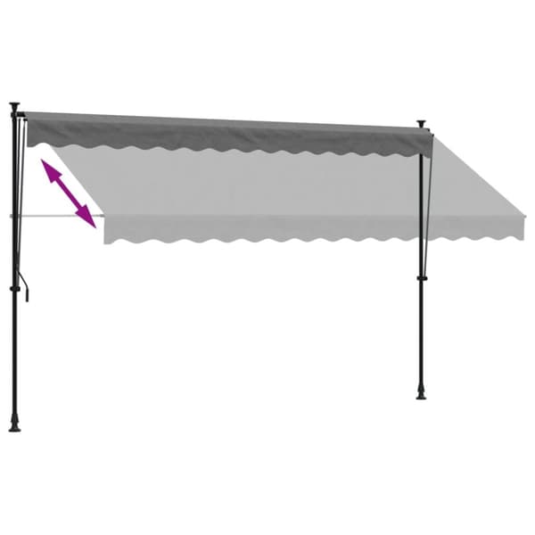 Sisäänkelattava markiisi antrasiitti 350x150 cm kangas ja teräs
