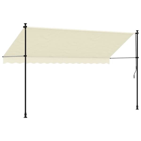 markise 350x150 cm sammenrullelig stof og stål cremefarvet