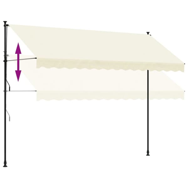 markise 350x150 cm sammenrullelig stof og stål cremefarvet