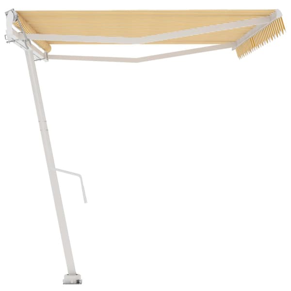 Fristående markis automatisk 500x350 cm gul/vit