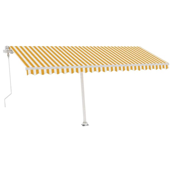 Fristående markis automatisk 500x350 cm gul/vit