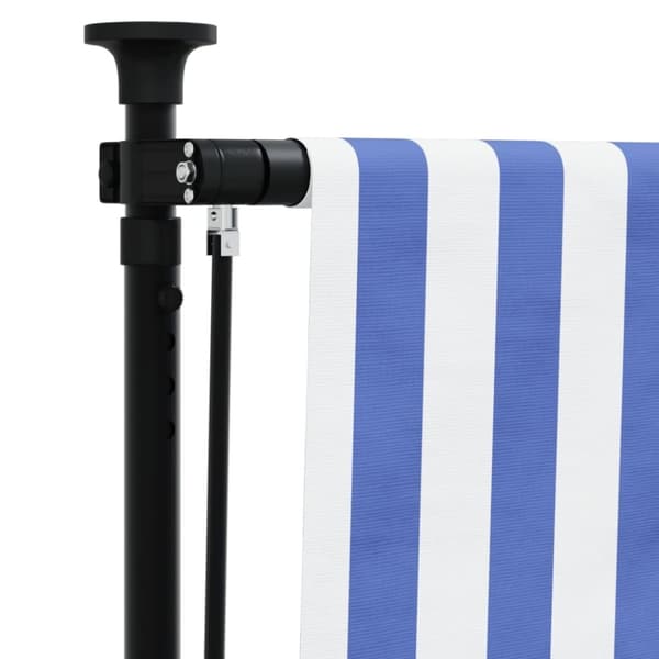vidaXL Utendørs rullegardin blå og hvit 150x270 cm stoff og stål