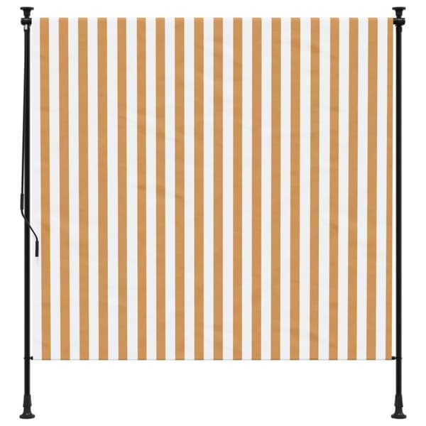 vidaXL Utendørs rullegardin oransje og hvit 150x270 cm stoff og stål