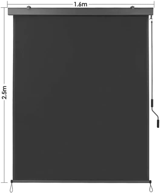Utdragbar Vertikal Markis, Solresistent, Vindresistent, Grå 140cm x 250cm