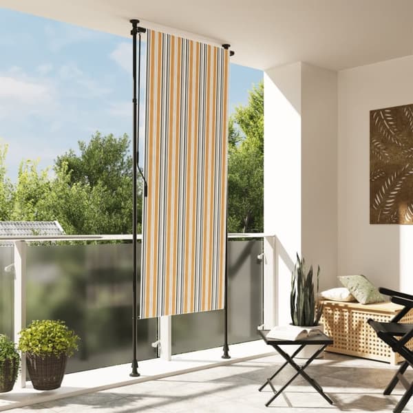 vidaXL udendørs rullegardin 100x270 cm stof og stål gul og hvid