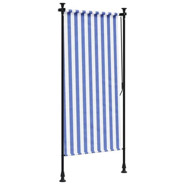 vidaXL Rullgardin utomhus blå och vit 100x270 cm tyg&stål