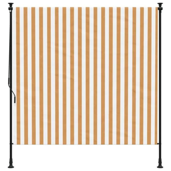 vidaXL Utendørs rullegardin oransje og hvit 200x270 cm stoff og stål