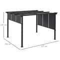 Miniatyrbillede 3 af 6: Rootz Pergola - Solbeskyttelse - Vejrbestandig - UV-stråler beskytter - Jordpæle - Stål+polyesterstof - Mørkegrå - 357L x 296W x 235Hcm
