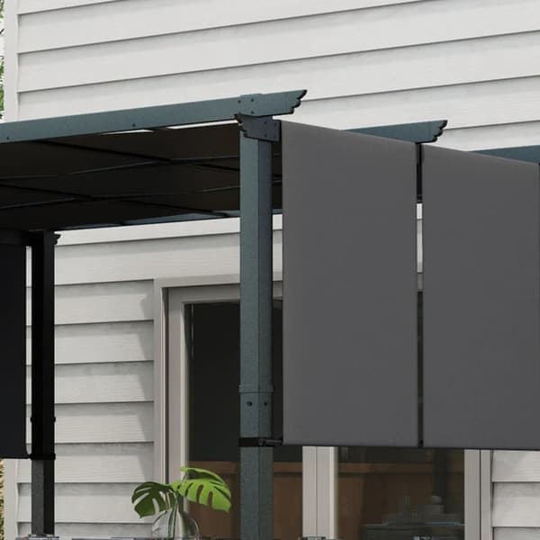 Rootz Pergola - Solbeskyttelse - Vejrbestandig - UV-stråler beskytter - Jordpæle - Stål+polyesterstof - Mørkegrå - 357L x 296W x 235Hcm