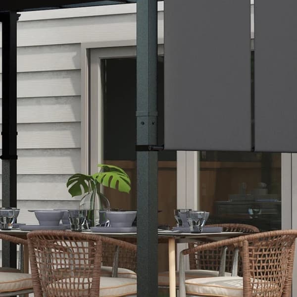 Rootz Pergola - Solbeskyttelse - Vejrbestandig - UV-stråler beskytter - Jordpæle - Stål+polyesterstof - Mørkegrå - 357L x 296W x 235Hcm