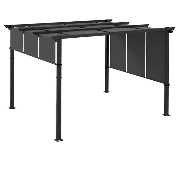 Rootz Pergola - Solbeskyttelse - Vejrbestandig - UV-stråler beskytter - Jordpæle - Stål+polyesterstof - Mørkegrå - 357L x 296W x 235Hcm