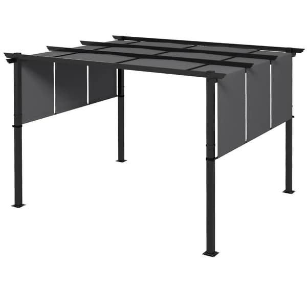 Rootz Pergola - Solbeskyttelse - Vejrbestandig - UV-stråler beskytter - Jordpæle - Stål+polyesterstof - Mørkegrå - 357L x 296W x 235Hcm