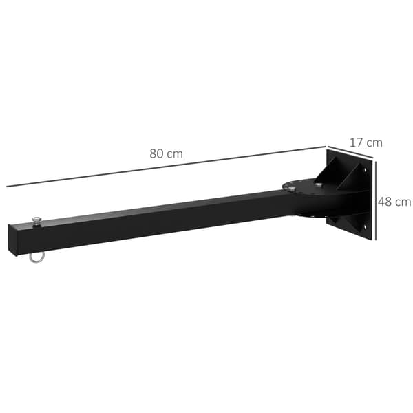 Rootz Boksäckshållare - Väggmonterad - 9 Vinklar - Monteringsskruvar - Svängkrok - Karbinhake - Två sidomarkiser - Stål - Svart - 80L x 17W x 48H cm