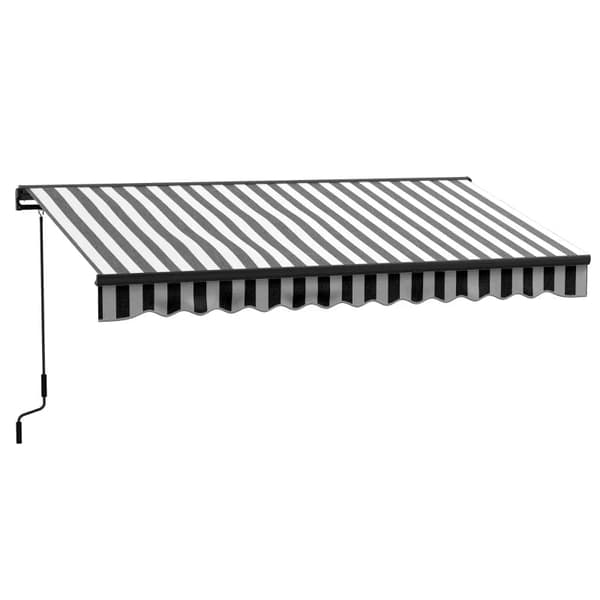 Rootz Aurinkomarkiisi - Säänkestävä - Markiisi patio - 1 käsikampi - Seinäkiinnikkeet - Kaukosäädin - Alumiini - Polyesteri - Harmaa-valkoinen - 395L