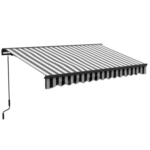 Rootz Aurinkomarkiisi - Säänkestävä - Markiisi patio - 1 käsikampi - Seinäkiinnikkeet - Kaukosäädin - Alumiini - Polyesteri - Harmaa-valkoinen - 395L