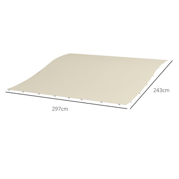Rootz Markiser - Solskydd - Skyddstak - Ersättningstak - Väderbeständig - PU-beläggning - UV30+ skydd - Polyestertyg - Beige - 297L x 243W cm