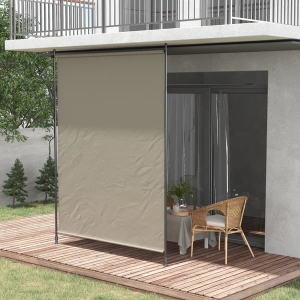 Rootz sidomarkis - Montering utan borrning - Justerbar i höjdled - Med vev - Metallram - Sand - 2 x 2,15-3,05 m