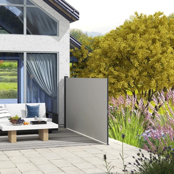 Rootz Sidemarkise - Sidegardin - Udtrækbar - Ekspansionsskruer - Privacy Screen - Aluminium - Polyester - Lysegrå - 300L x 100H cm
