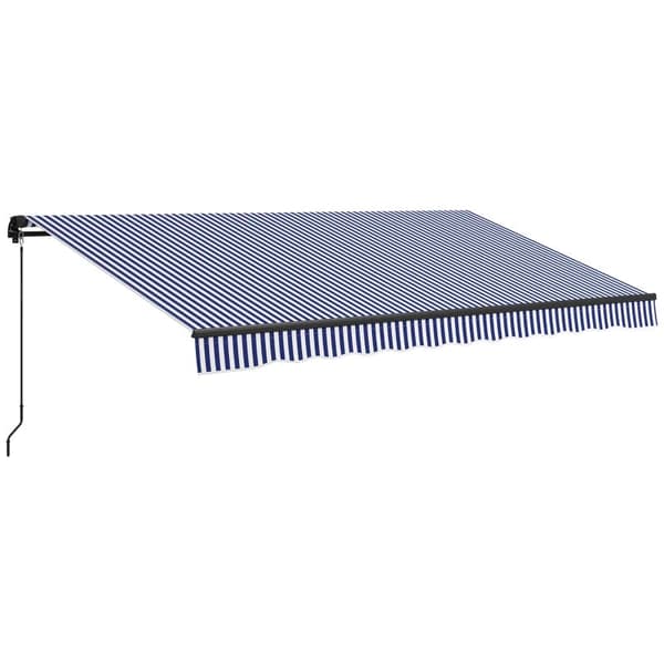 Rootz Aurinkomarkiisi - Seinäkiinnitys - Markiisin patio - Käsikampi - Säänkestävä - Alumiini-metalli - Sininen - Valkoinen - 365cm X 300cm