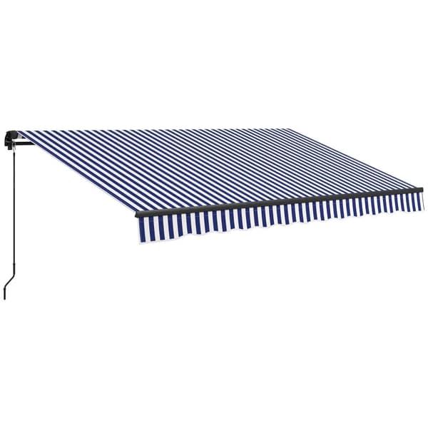 Rootz Solmarkise - Vægmontering - Markisegårdhave - Håndsving - Vejrbestandig - Aluminium-metal - Blå - Hvid - 350L x 290W cm