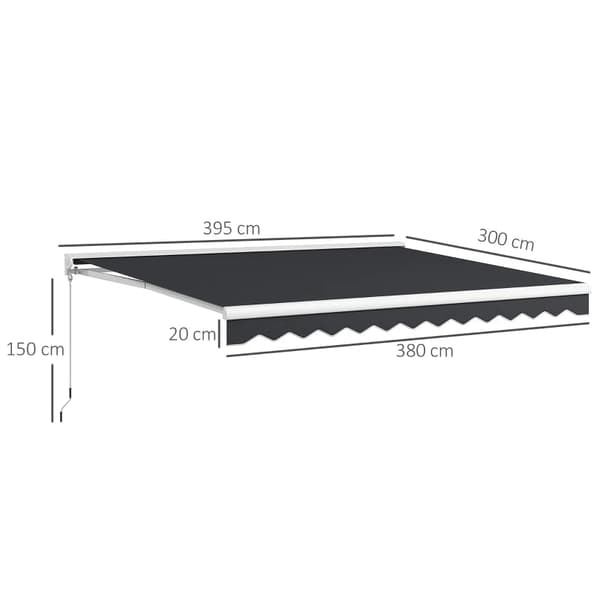 Rootz markiisi - Sähköinen - Manuaalinen jatkettava - Seinäkiinnikkeet - Täysi kasetti - Kaukosäädin - Alumiinirunko - Polyesteri - Harmaa - 395L x 30