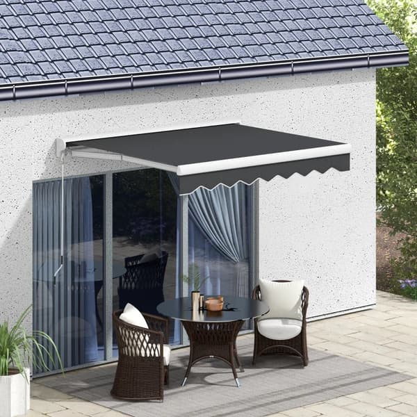 Rootz Markis - El - Manuellt utdragbar - Väggfästen - Hel kassett - Fjärrkontroll - Aluminiumram - Polyester - Grå - 250L x 200W cm