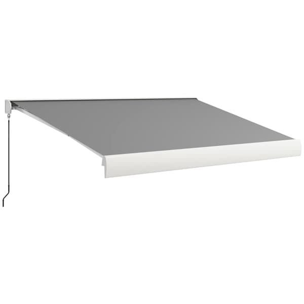 Rootz Markis - El - Manuellt utdragbar - Väggfästen - Hel kassett - Fjärrkontroll - Aluminiumram - Polyester - ljusgrå - 395L x 300W cm