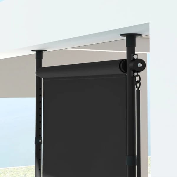 Rootz vapaasti seisova markiisi - Säädettävä pituus - Käsikampi - Ei porausta - Alumiinirunko - Polyesteri - Tummanharmaa - 120W x 220-310K cm