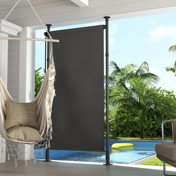 Rootz vapaasti seisova markiisi - Säädettävä pituus - Käsikampi - Ei porausta - Alumiinirunko - Polyesteri - Tummanharmaa - 120W x 220-310K cm