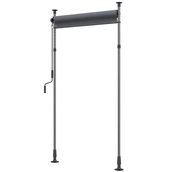 Rootz fristående markis - Justerbar längd - Handvev - Ingen borrning - Aluminiumram - Polyester - Mörkgrå - 1,5 m X 2,2-3,1 m