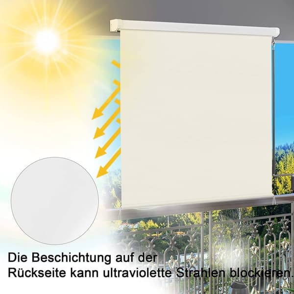 Rootz pystymarkiisi - Ulkovarjostin - Patiomarkiisi - Kestävä, UV-suoja, vettä hylkivä - Käsikampi - 100cm x 240cm