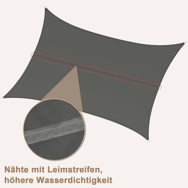 Rootz Premium Outdoor Sun Sail Shade - Solskydd - Baldakin - Vattentät - UV-skydd - Hållbar - 3m x 5m - Mörkgrå