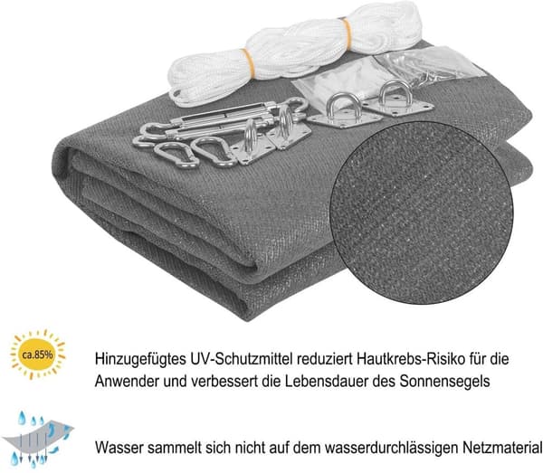 Rootz HDPE Sun Sail - Shade Segel - Solskydd Canopy - UV-skyddande - Hållbar - Enkel installation - Olika storlekar