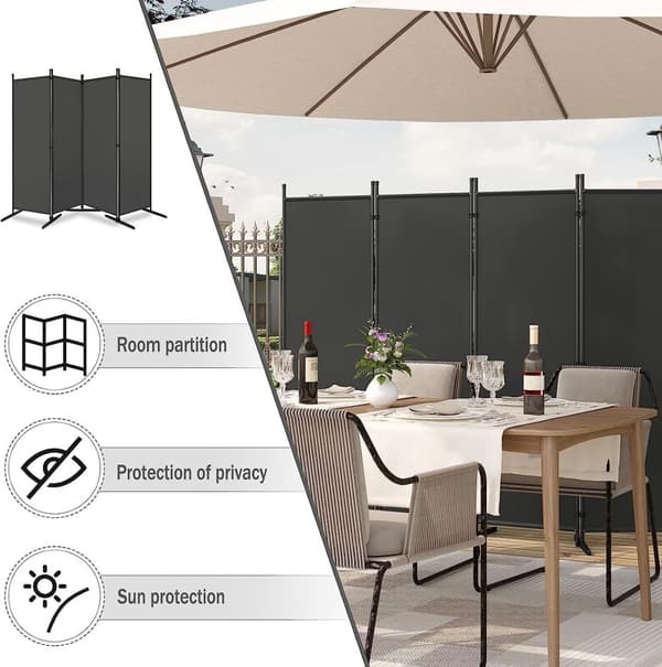 Rootz Premium Vikbar Privacy Screen - Rumsavdelare - Utomhuspartition - Slitstark polyester - Mångsidig och bärbar - Enkel installation - 223cm x 172c