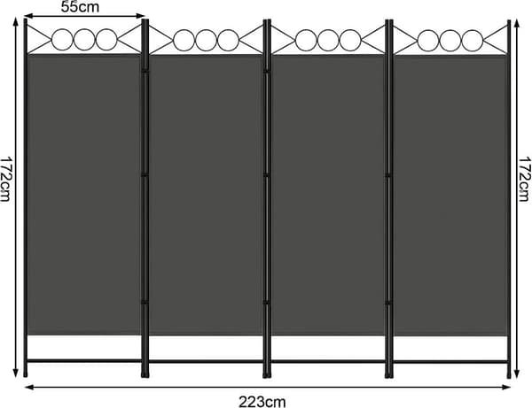 Rootz Premium hopfällbar rumsavdelare - Sekretessskärm - Space Separator - Slitstark polyester - Flexibel och bärbar - Snygg design - 223cm x 172cm