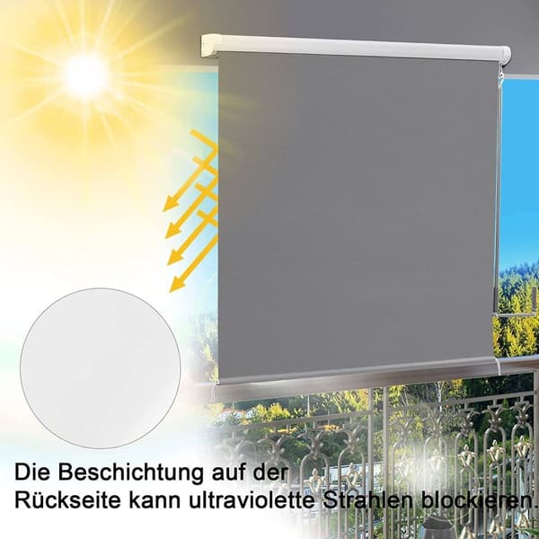 Rootz Vertikal Markis - Utomhusskärm - Sekretessskärm - Slitstark aluminium & 450gsm polyester - UV-skydd - Enkel installation - Flera storlekar (100x